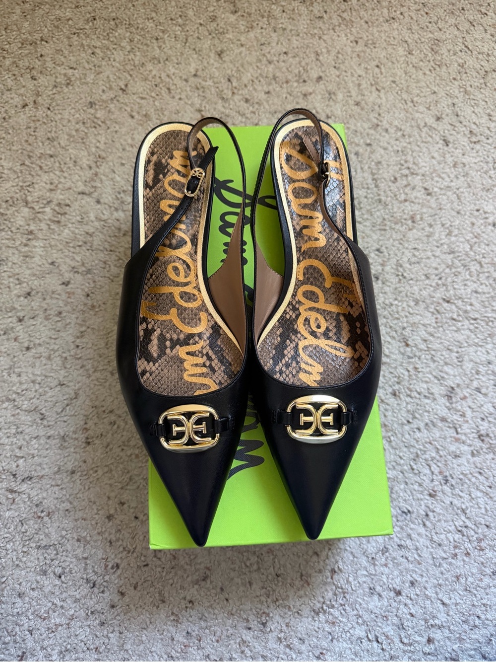 Sam Edelman Black Leather Pointed Toe Slingback 10.5 EUC